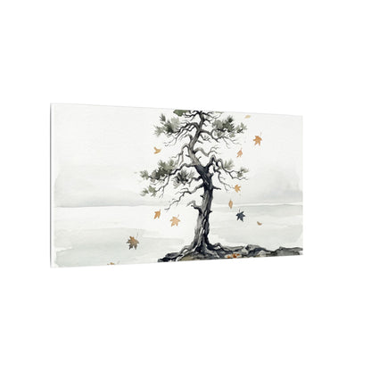 Japandi Pine Tree in Overcast | Watercolor Canvas Art