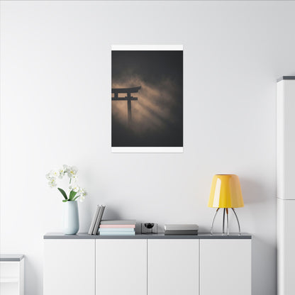 Torii Gate Shadow Zen Canvas Art | Bold Dark Japandi Art