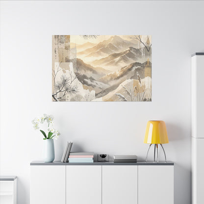 Shibui Mountain Mist Canvas Art - Japandi Japanese Pattern