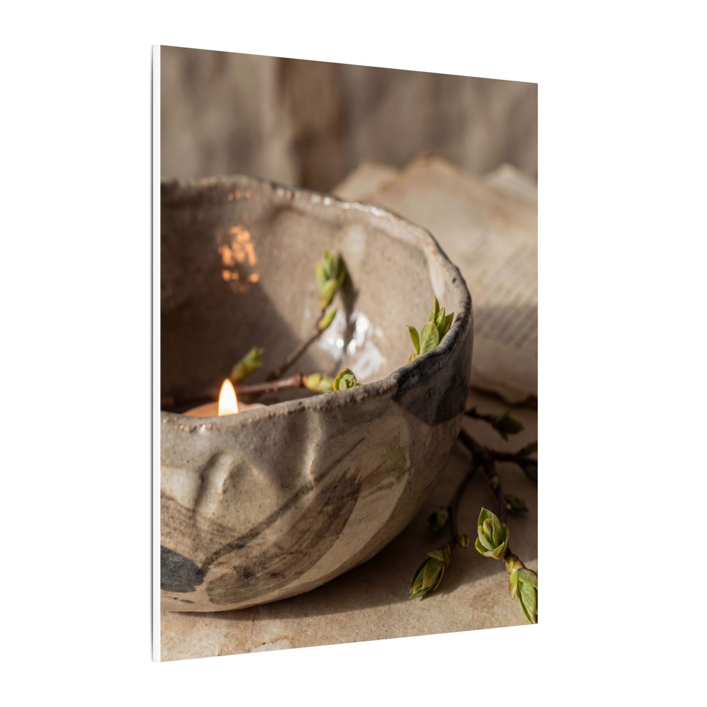 Candlelight Ceramic Bowl Canvas Art - Japandi Ma