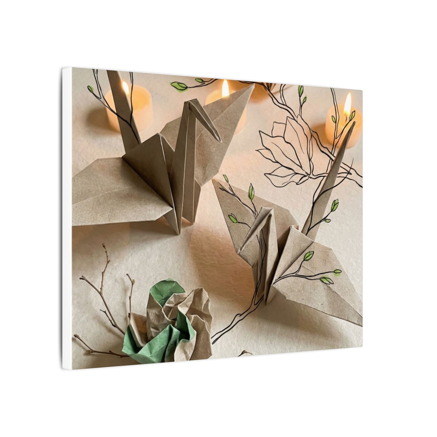 Paper Fold Spring Canvas Art | Japandi Earthy Design