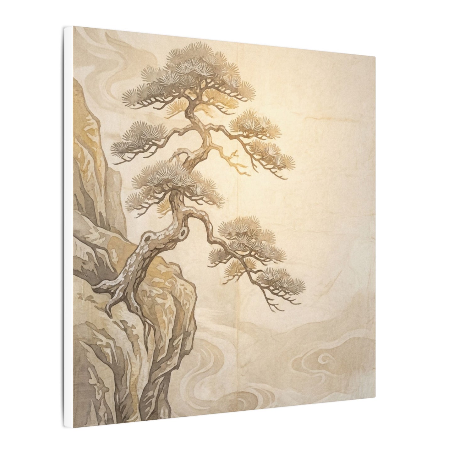 Winter Pine Tree Japanese Pattern Canvas Art | Elegant Decor