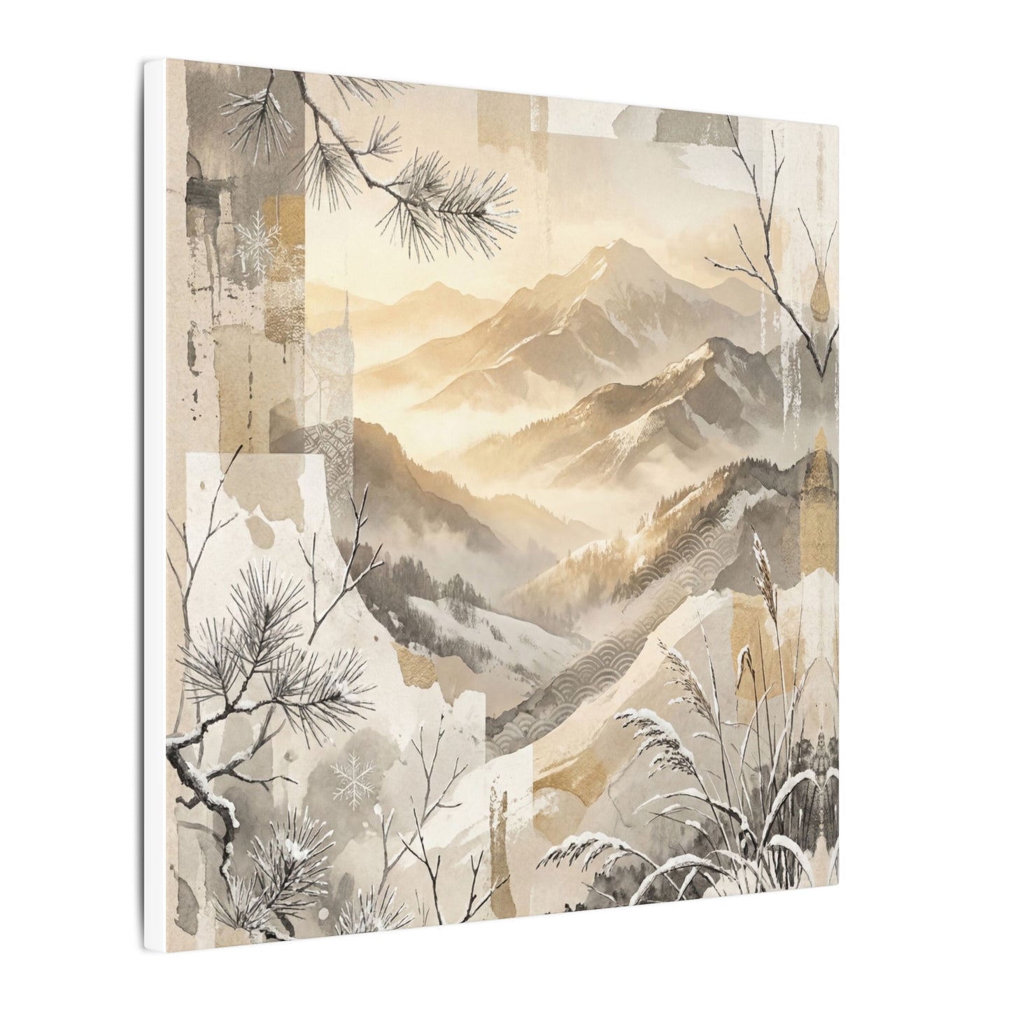 Shibui Mountain Mist Canvas Art - Japandi Japanese Pattern