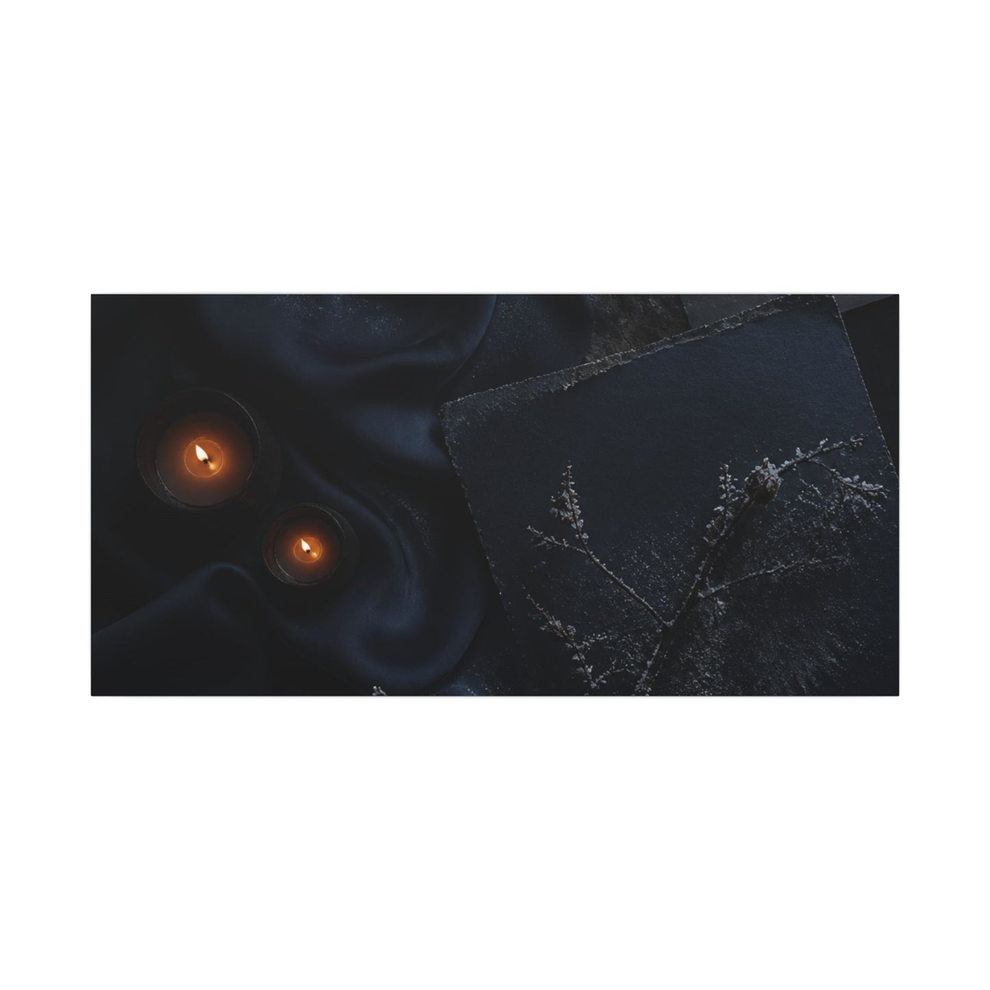 Candlelight Silk Drape Canvas Art - Dark Japandi Kanso
