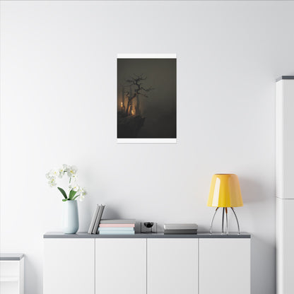 Ma Pine Tree Canvas Art - Dark Japandi Shadow Zen