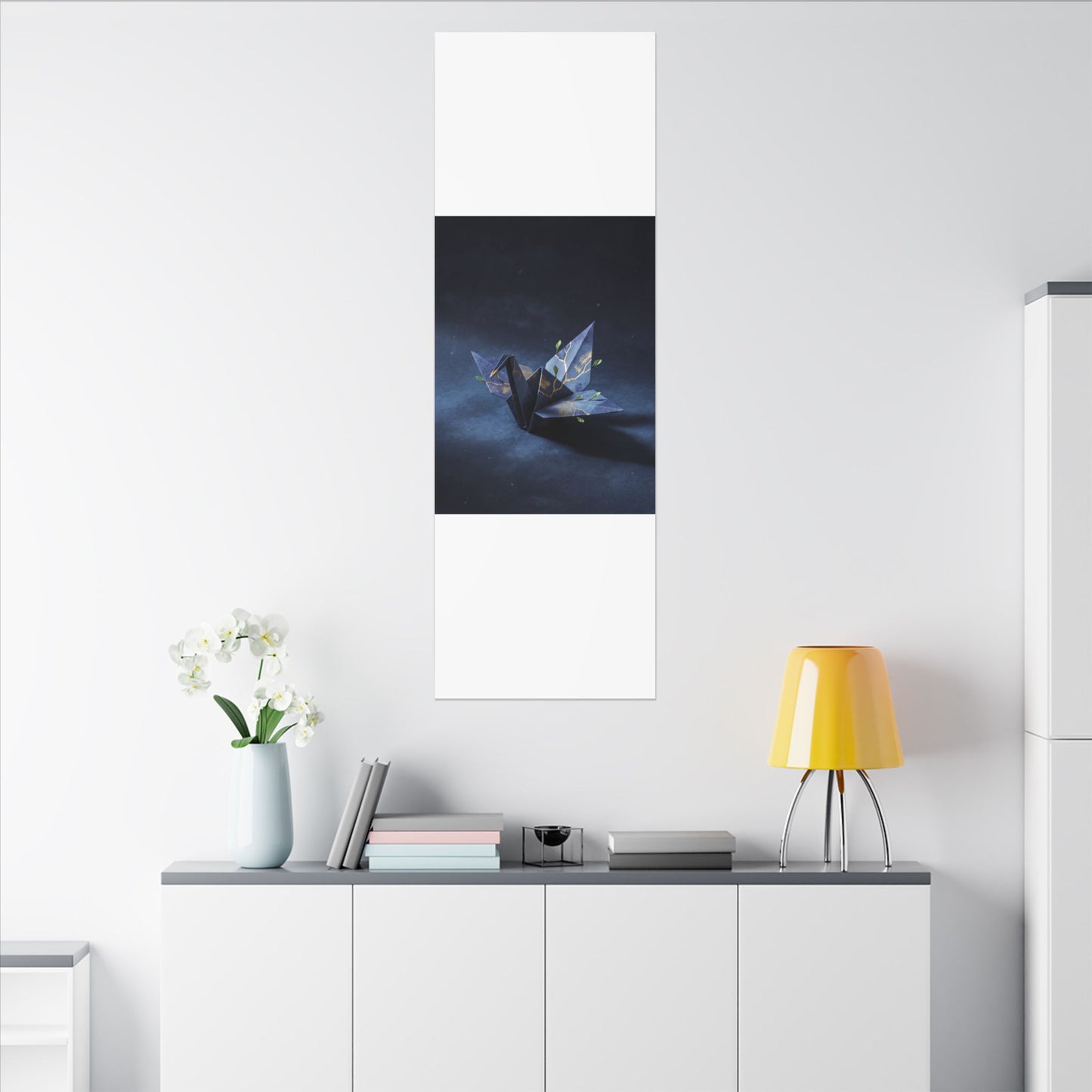 Kintsugi Paper Fold in Moonlight | Crackle Gold Canvas Art