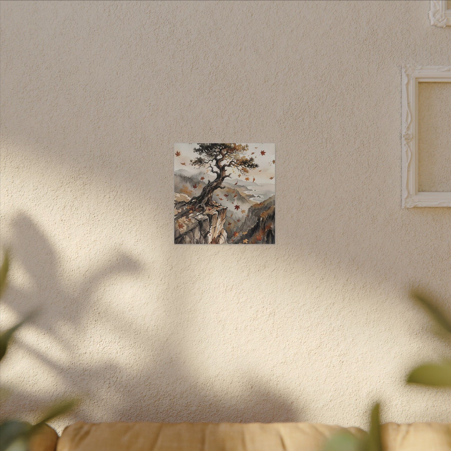 Autumn Pine Tree Watercolor Canvas Art | Warm Decor