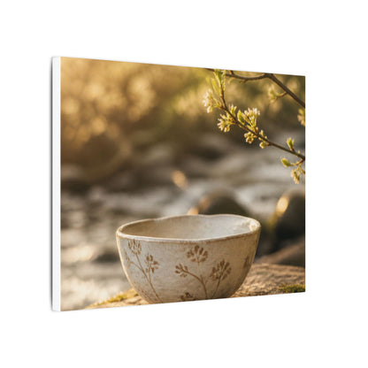 Neutral Ceramic Bowl Canvas Art - Japanese Pattern Japandi