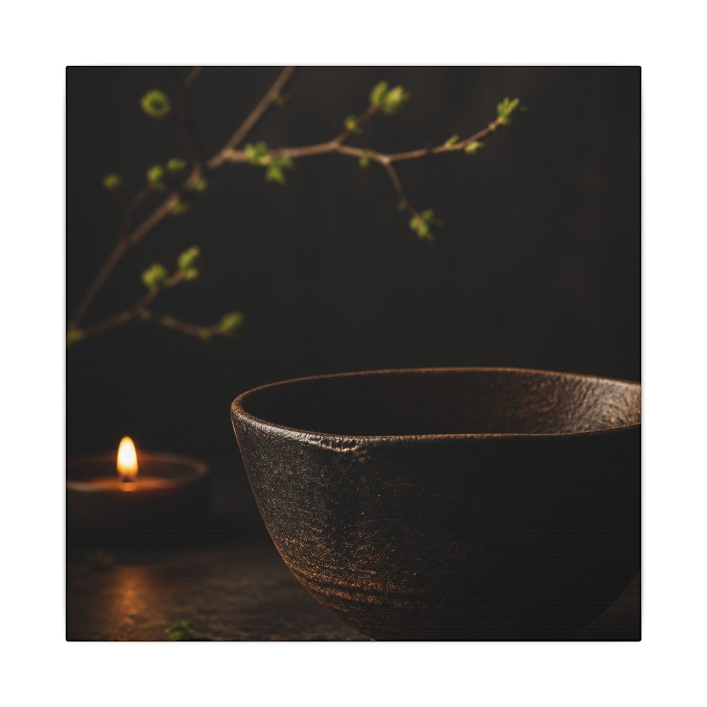 Moody Ceramic Bowl Canvas Art - Shadow Zen Dark Japandi