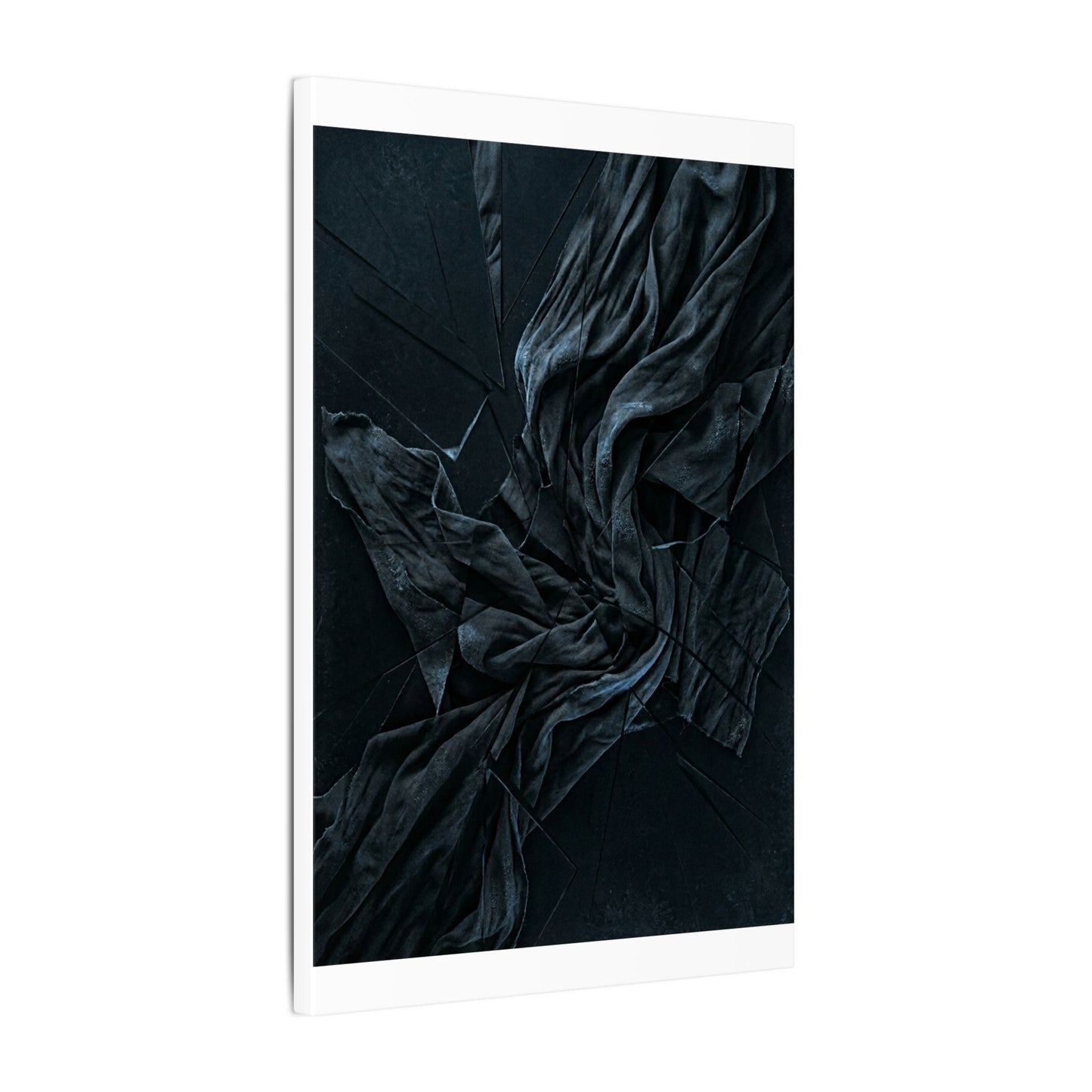 Dark Japandi Silk Drape in Moonlight | Moody Minimal Canvas Art