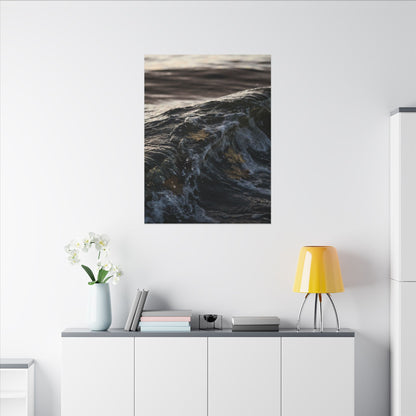Dark Japandi Ocean Wave in Dawn | Moody Minimal Canvas Art