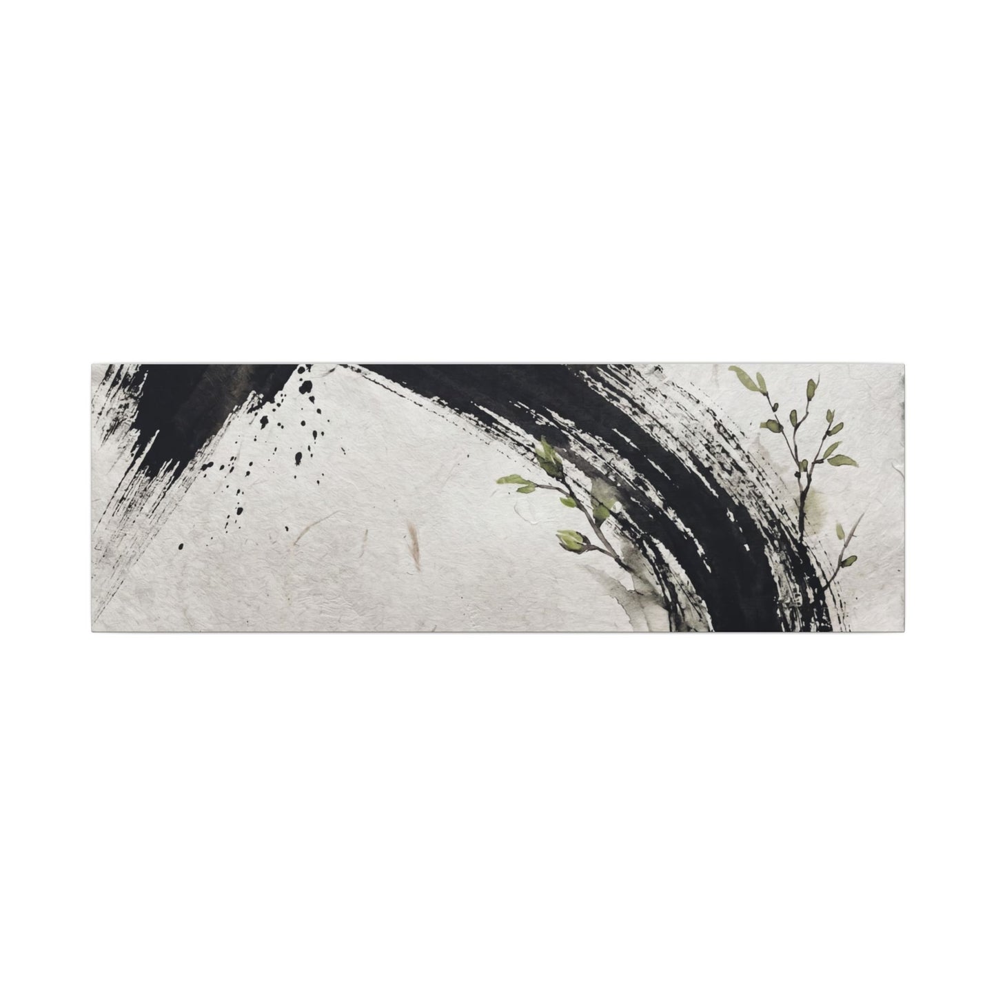 Ink Brushstroke Spring Canvas Art | Dark Japandi Sophisticated Design
