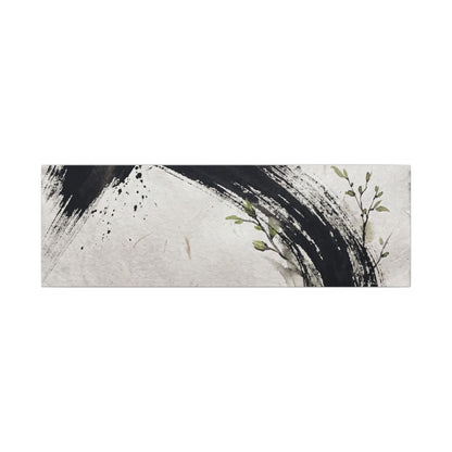 Ink Brushstroke Spring Canvas Art | Dark Japandi Sophisticated Design