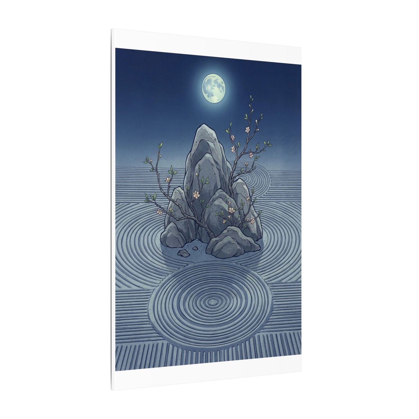 Spring Rock Garden Ukiyo E Inspired Canvas Art | Tranquil Decor