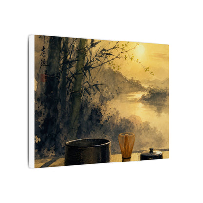 Tea Ceremony Sumi E Canvas Art | Contemplative Zen Art