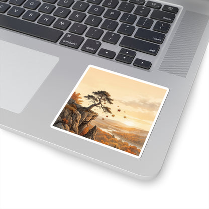 Japandi Pine Tree in Golden Hour | Japanese Pattern Sticker