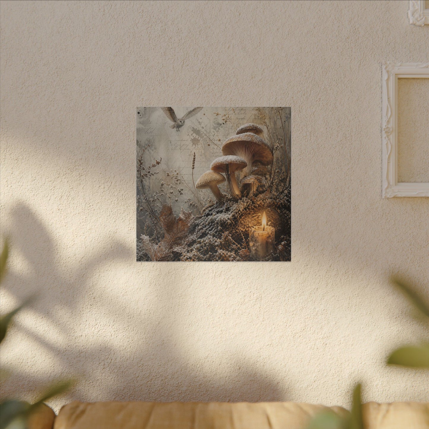 Wild Mushrooms Texture Canvas Art | Elegant Japandi Art