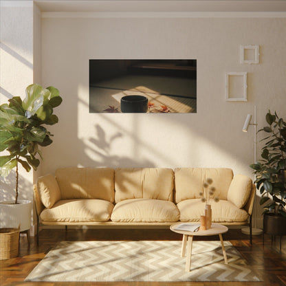 Dark Japandi Tea Ceremony in Golden Hour | Moody Minimal Canvas Art