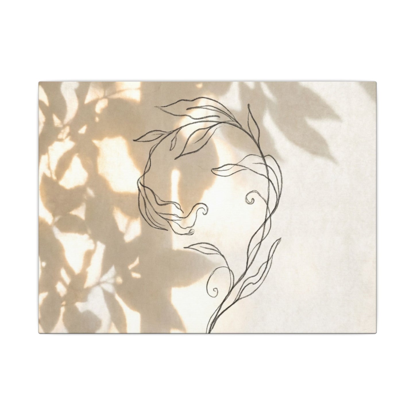 Warm Shoji Screen Canvas Art - Minimal Line Japandi Art Print