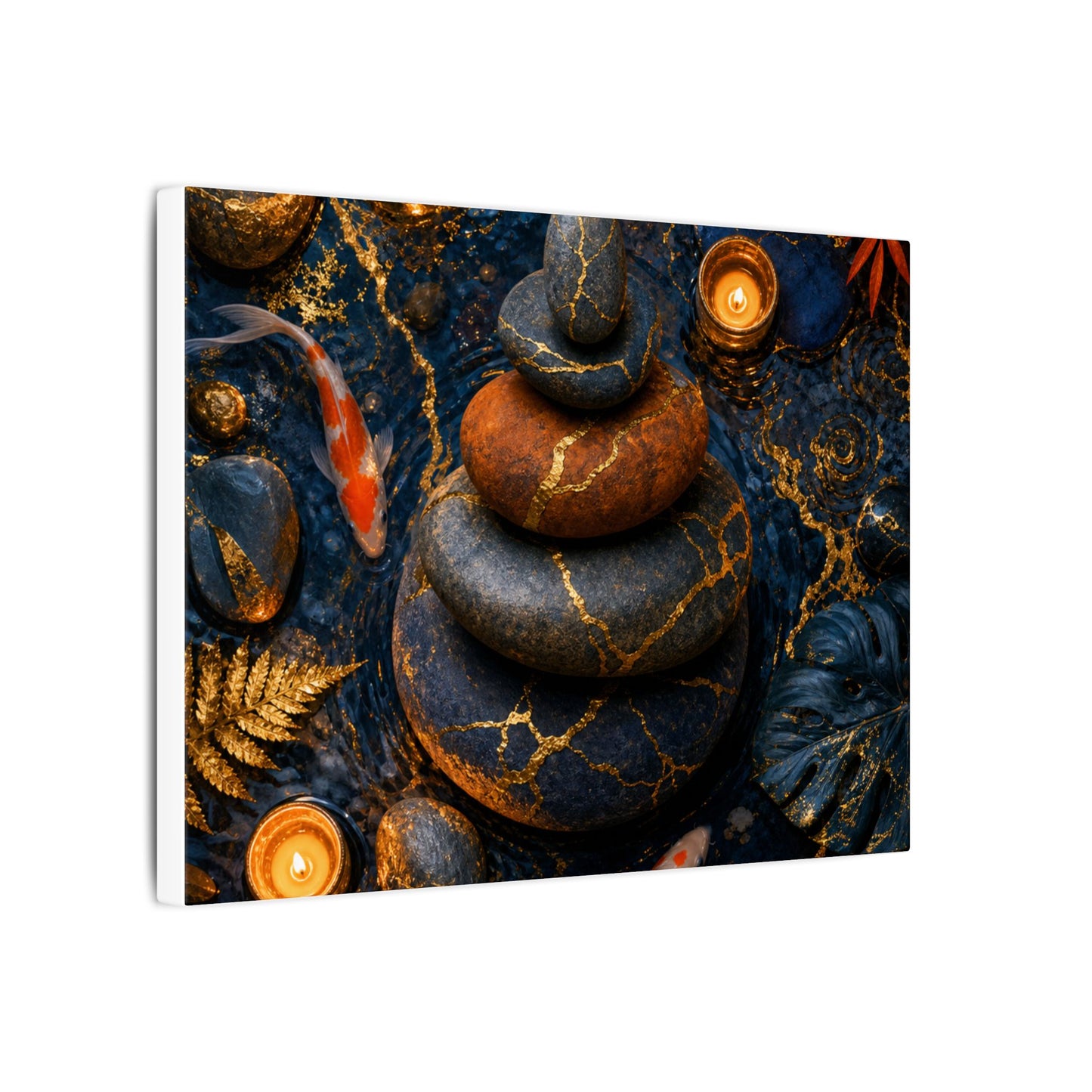 Summer River Stones Gold Vein Canvas Art | Resilient Decor