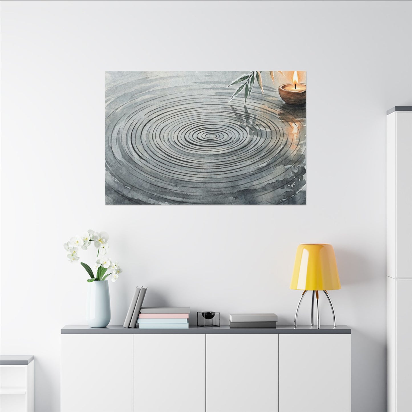 Water Ripple Sumi E Canvas Art | Calm Zen Art