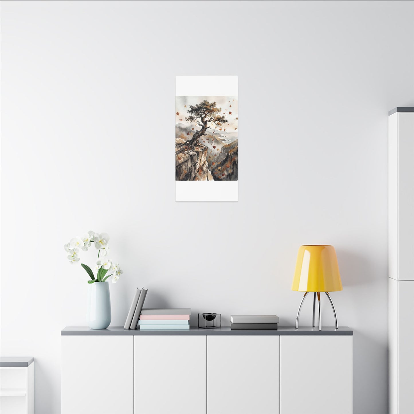 Autumn Pine Tree Watercolor Canvas Art | Warm Decor