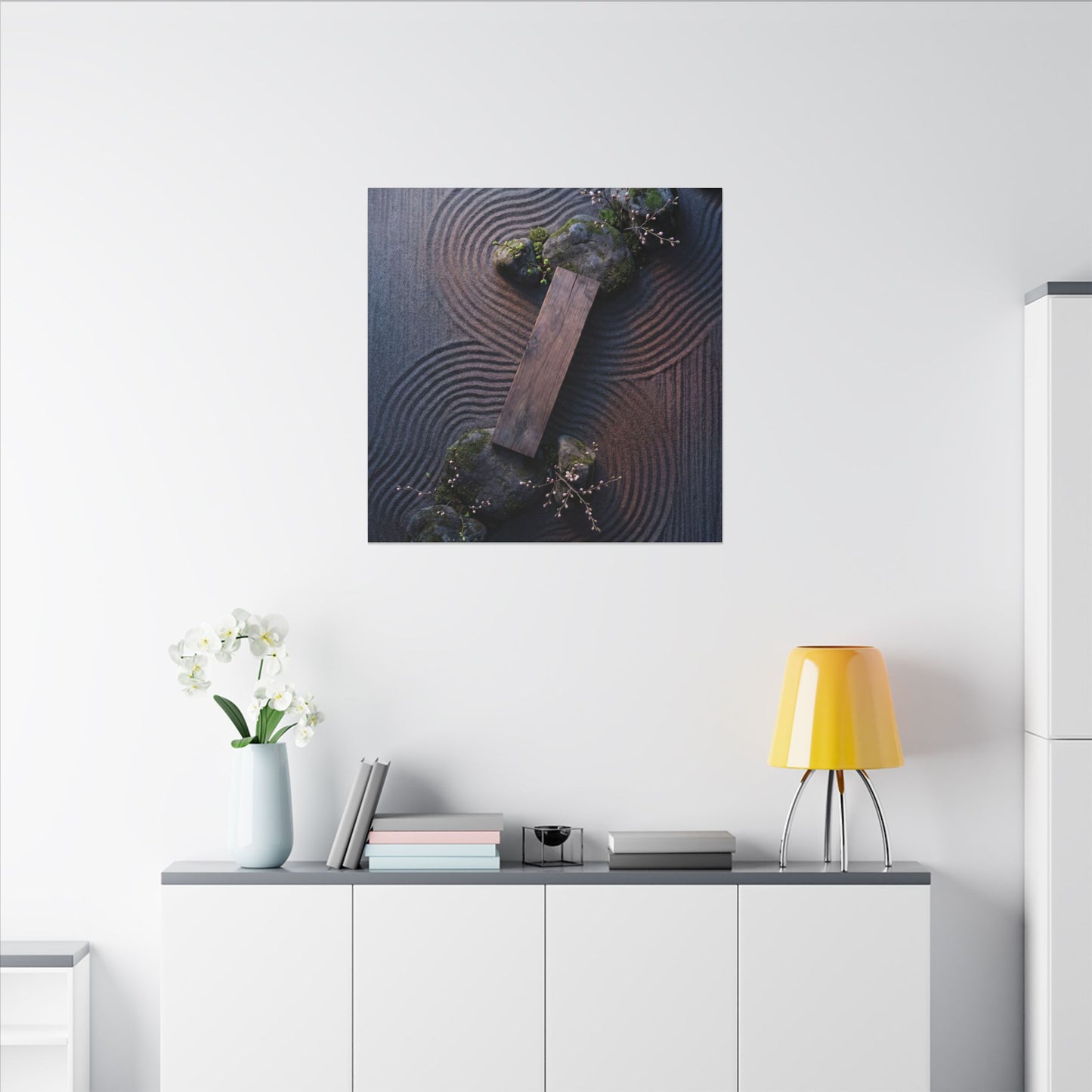 Spring Rock Garden Moody Minimal Canvas Art | Atmospheric Decor