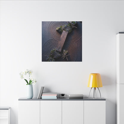 Spring Rock Garden Moody Minimal Canvas Art | Atmospheric Decor
