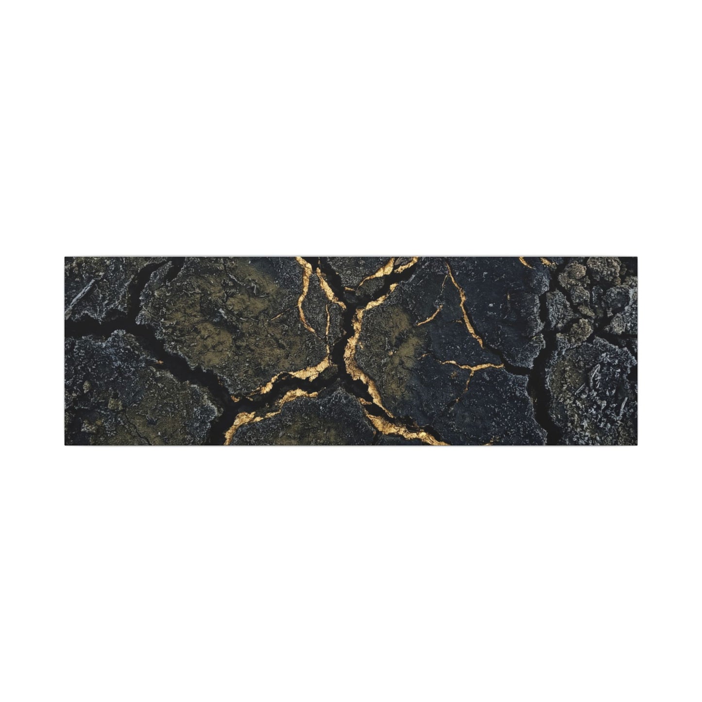 Overcast Cracked Earth Canvas Art - Dark Japandi Ma
