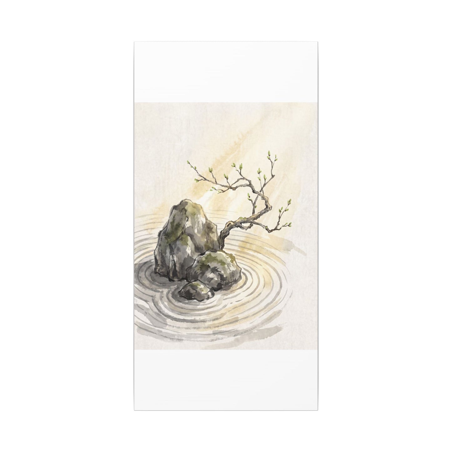 Serene Rock Garden Canvas Art - Sumi E Zen