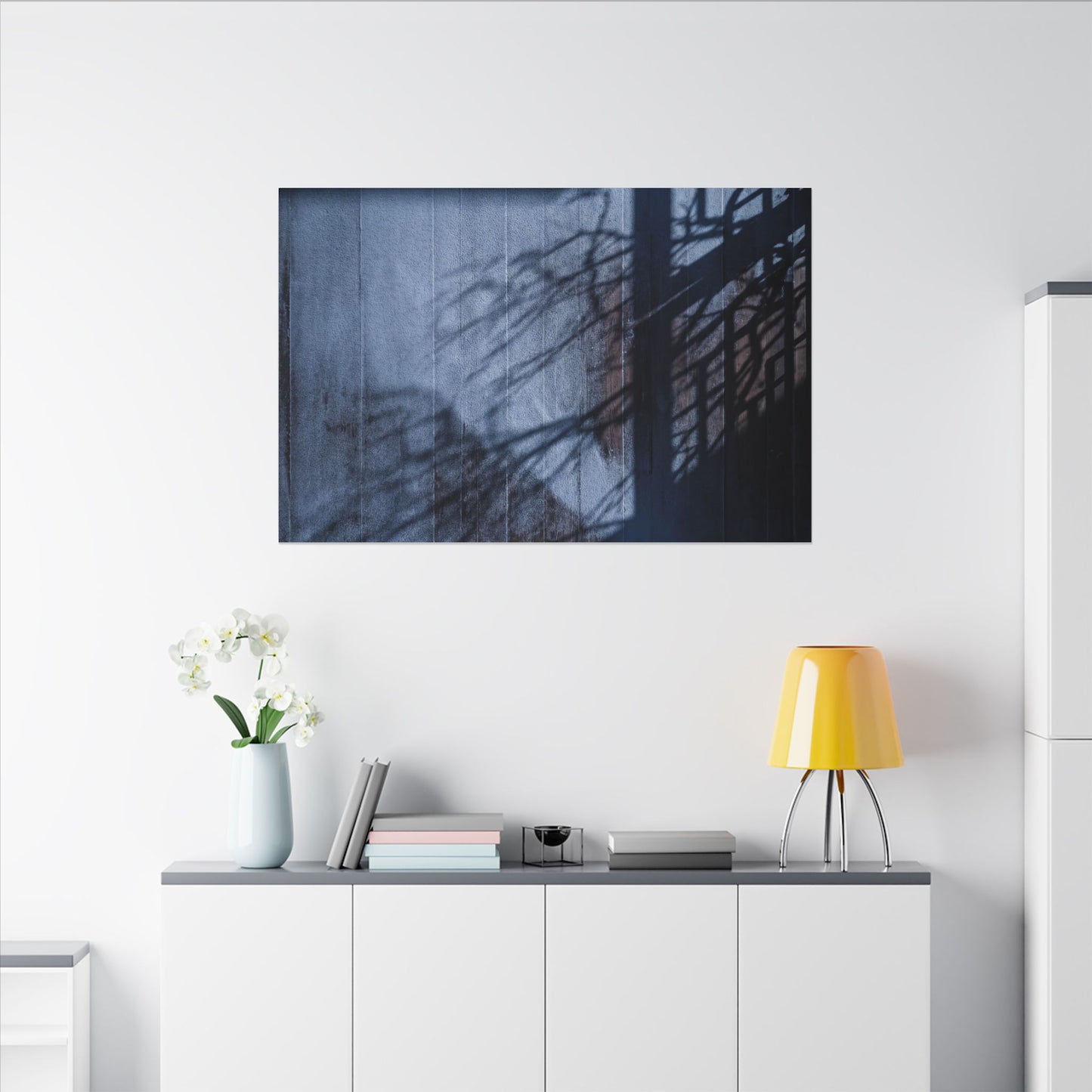Shadow Play Moody Minimal Canvas Art | Moody Dark Japandi Art