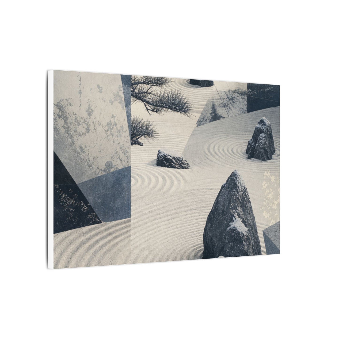 Seijaku Rock Garden Canvas Art - Zen Ukiyo E Inspired