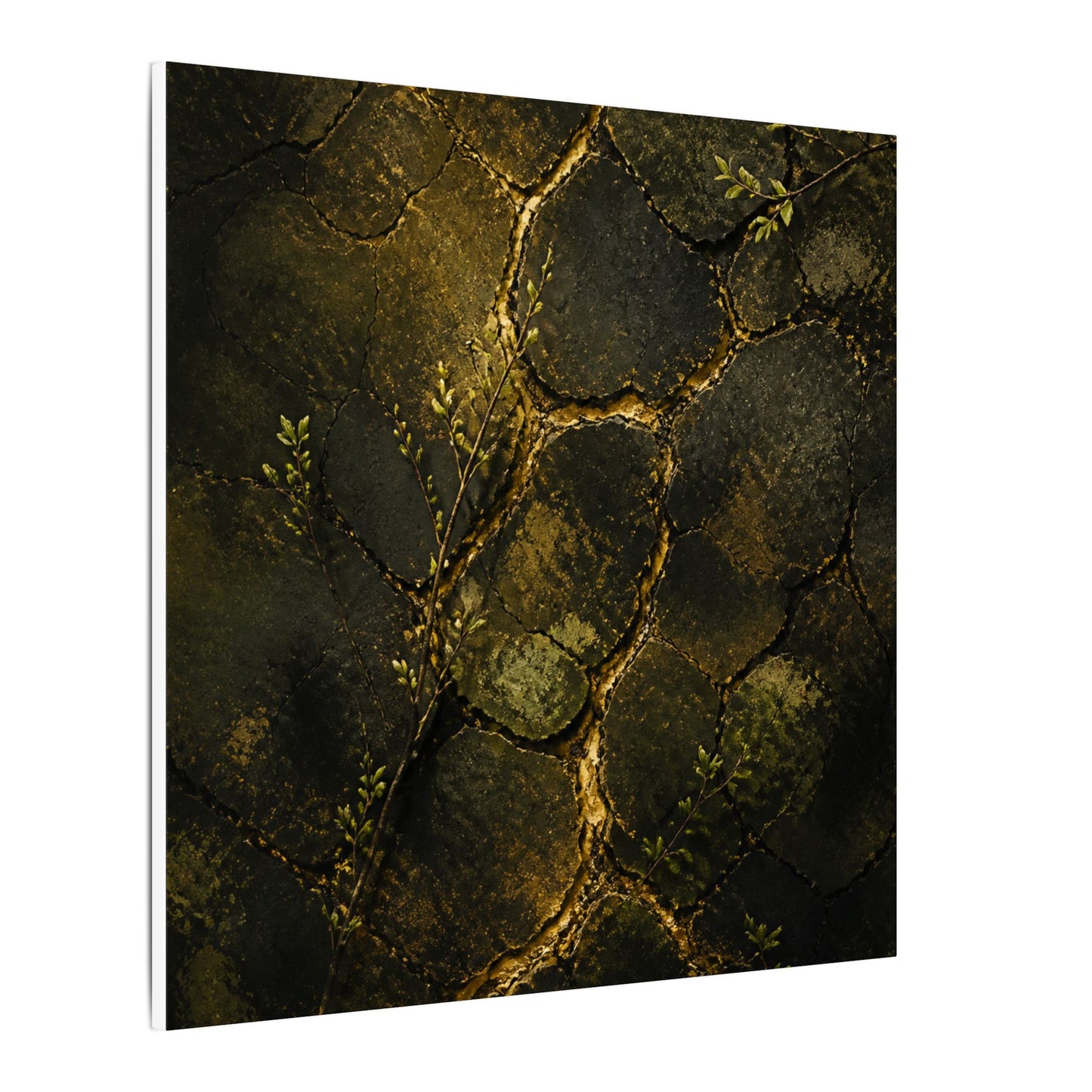 Shibui Cracked Earth Canvas Art - Dark Japandi Dark Texture