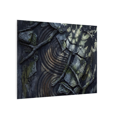 Rock Garden Canvas Art | Winter Dark Japandi Dark Texture Art