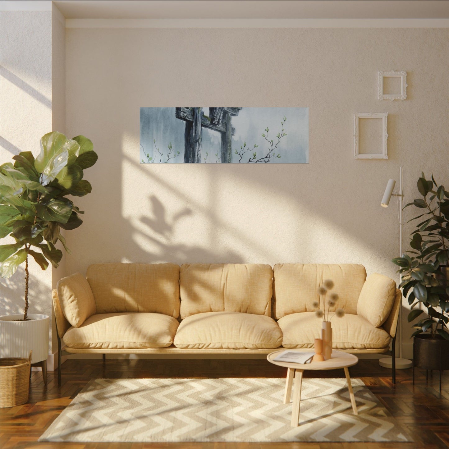 Torii Gate Canvas Art | Spring Zen Sumi E Art