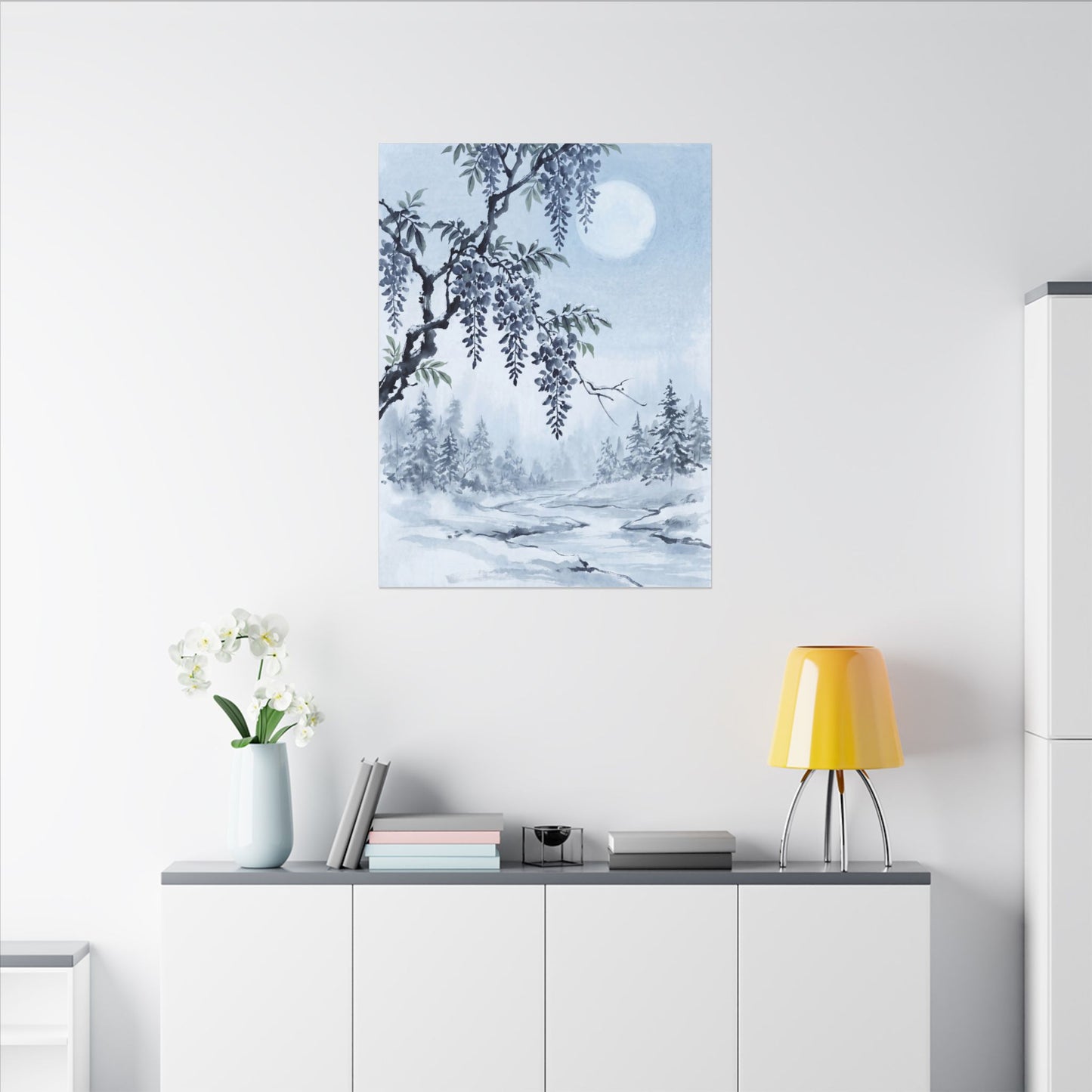 Seijaku Wisteria Canvas Art - Zen Sumi E