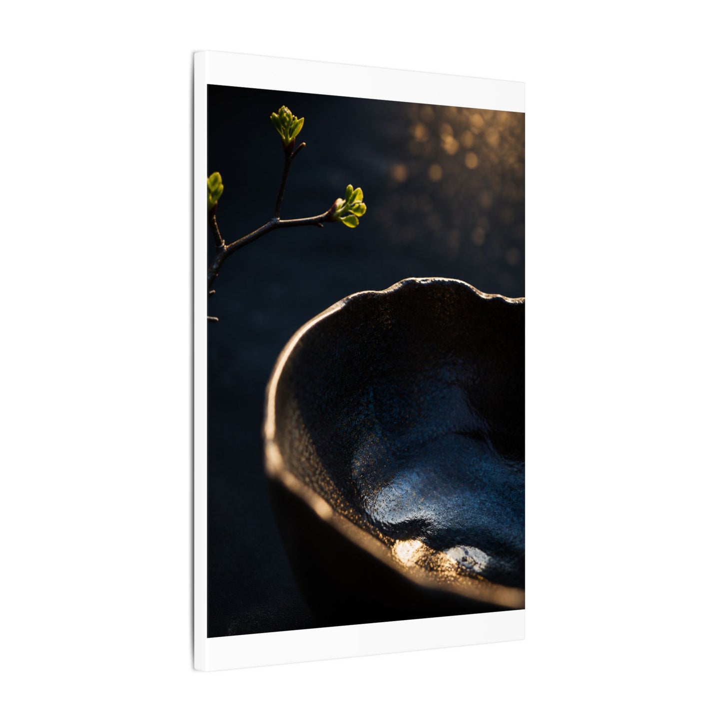 Ma Ceramic Bowl Canvas Art - Dark Japandi Shadow Zen