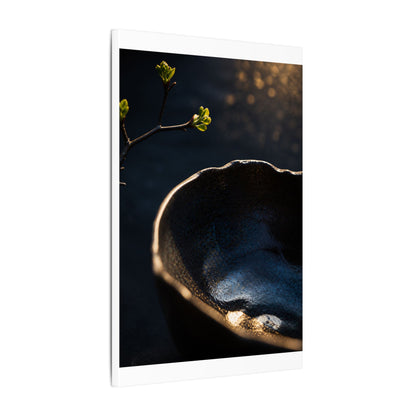 Ma Ceramic Bowl Canvas Art - Dark Japandi Shadow Zen