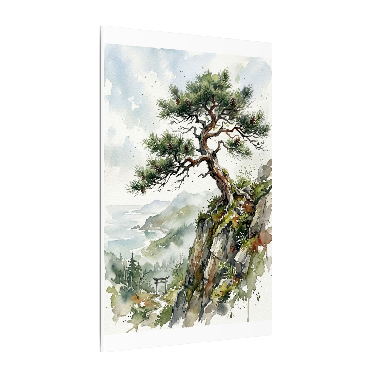 Pine Tree Spring Canvas Art | Japandi Neutral Design