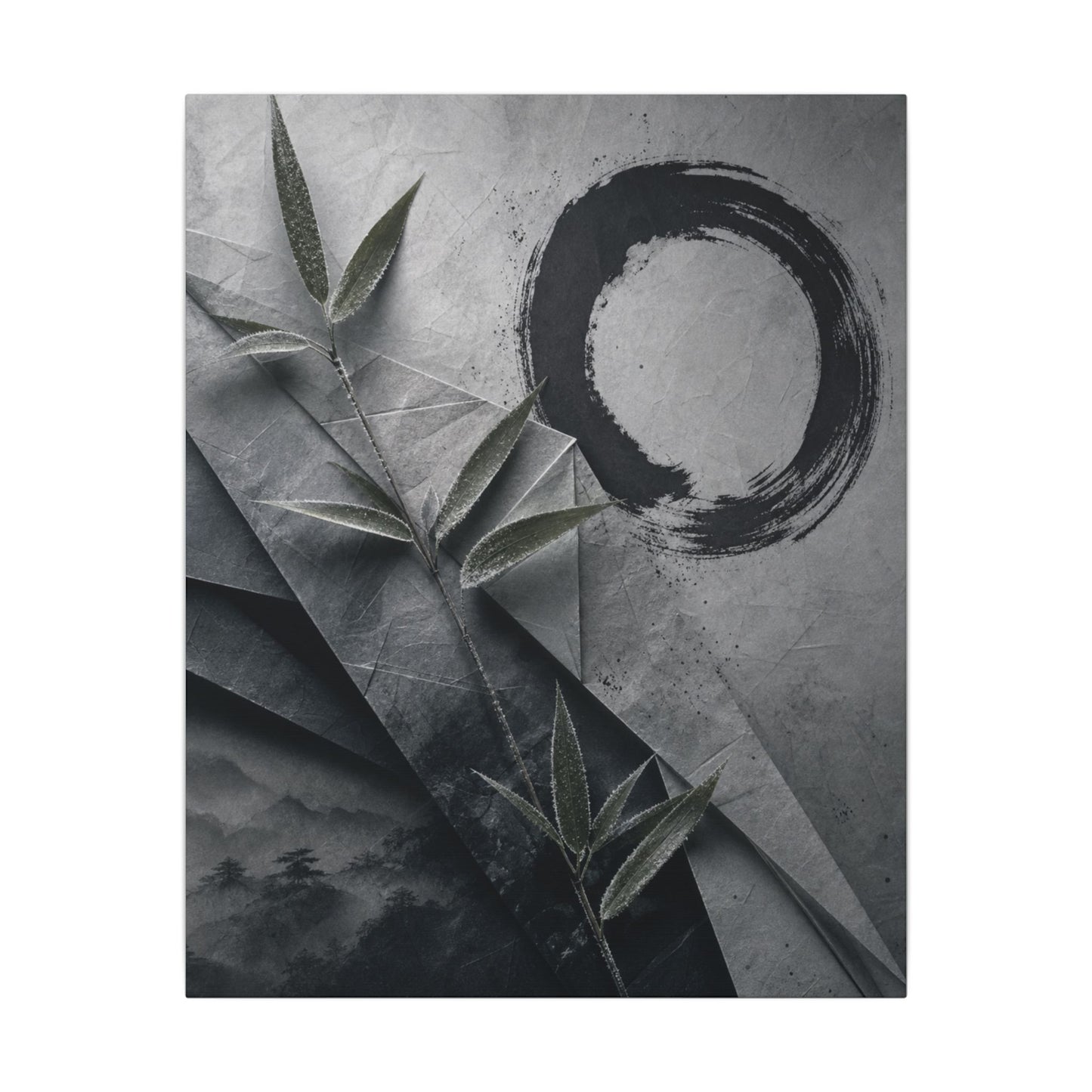 Winter Paper Fold Enso Canvas Art | Serene Decor