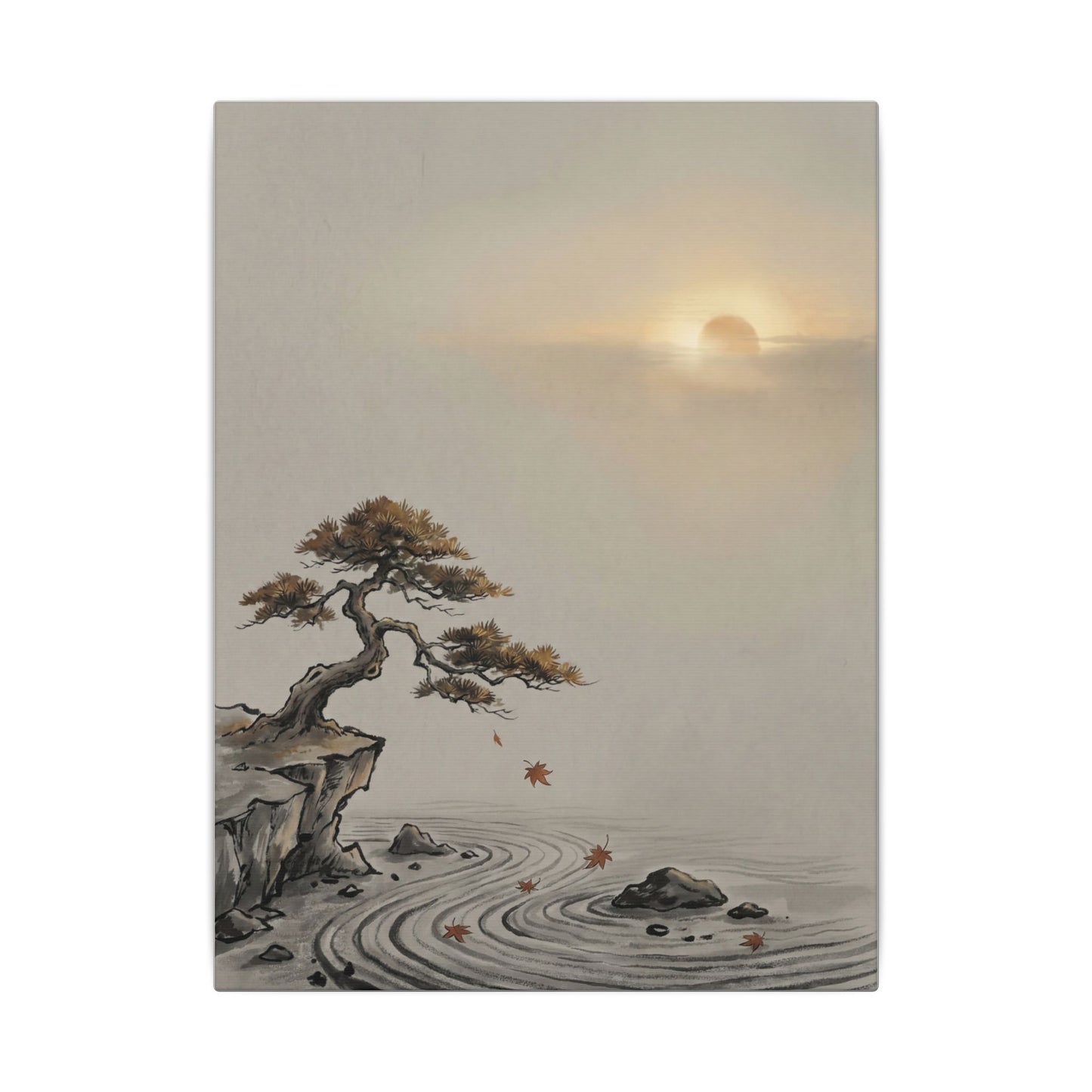 Pine Tree Canvas Art | Autumn Zen Karesansui Art