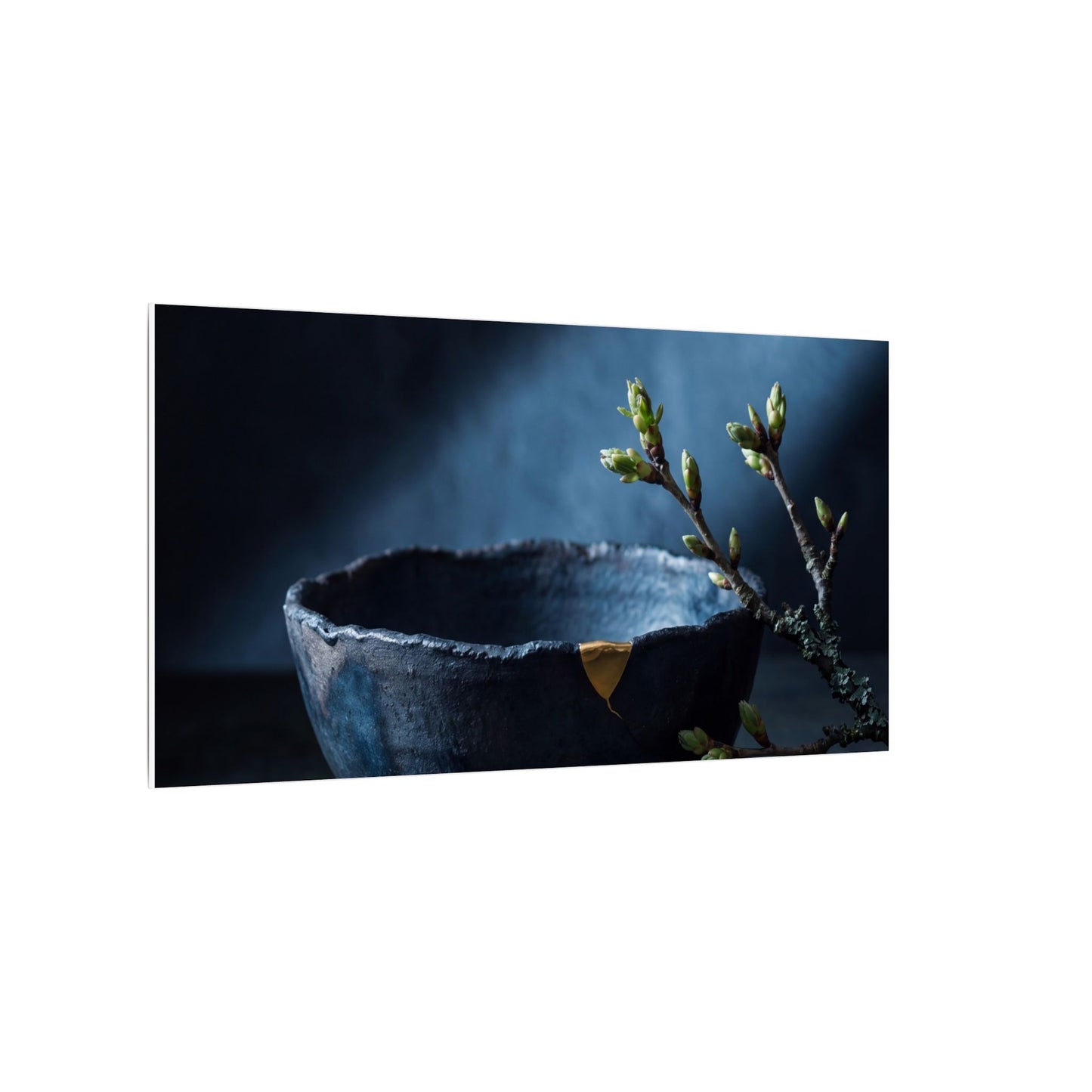 Ceramic Bowl Shadow Zen Canvas Art | Sophisticated Dark Japandi Art