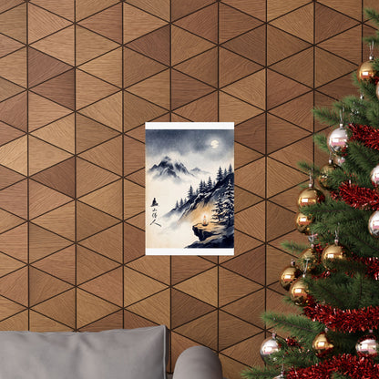 Calm Mountain Mist Wall Art Print - Ukiyo E Inspired Zen