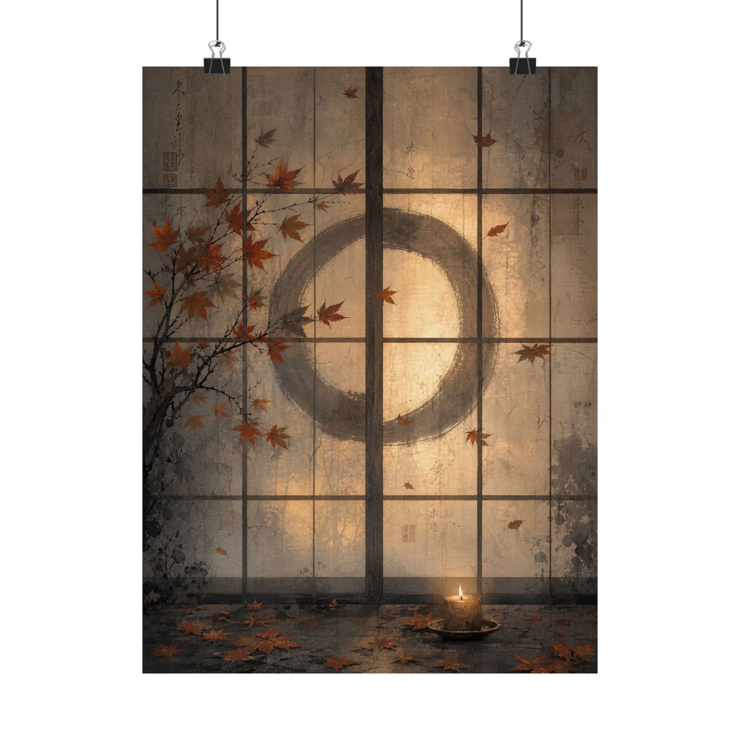 Shoji Screen Wall Art Print | Autumn Japandi Texture Art