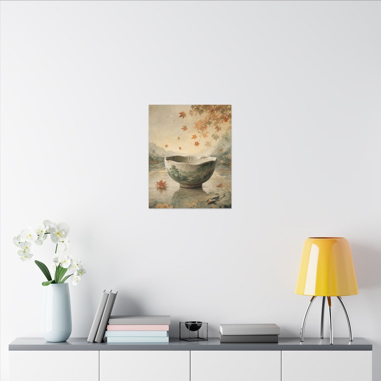 Autumn Ceramic Bowl Watercolor Canvas Art | Cozy Decor