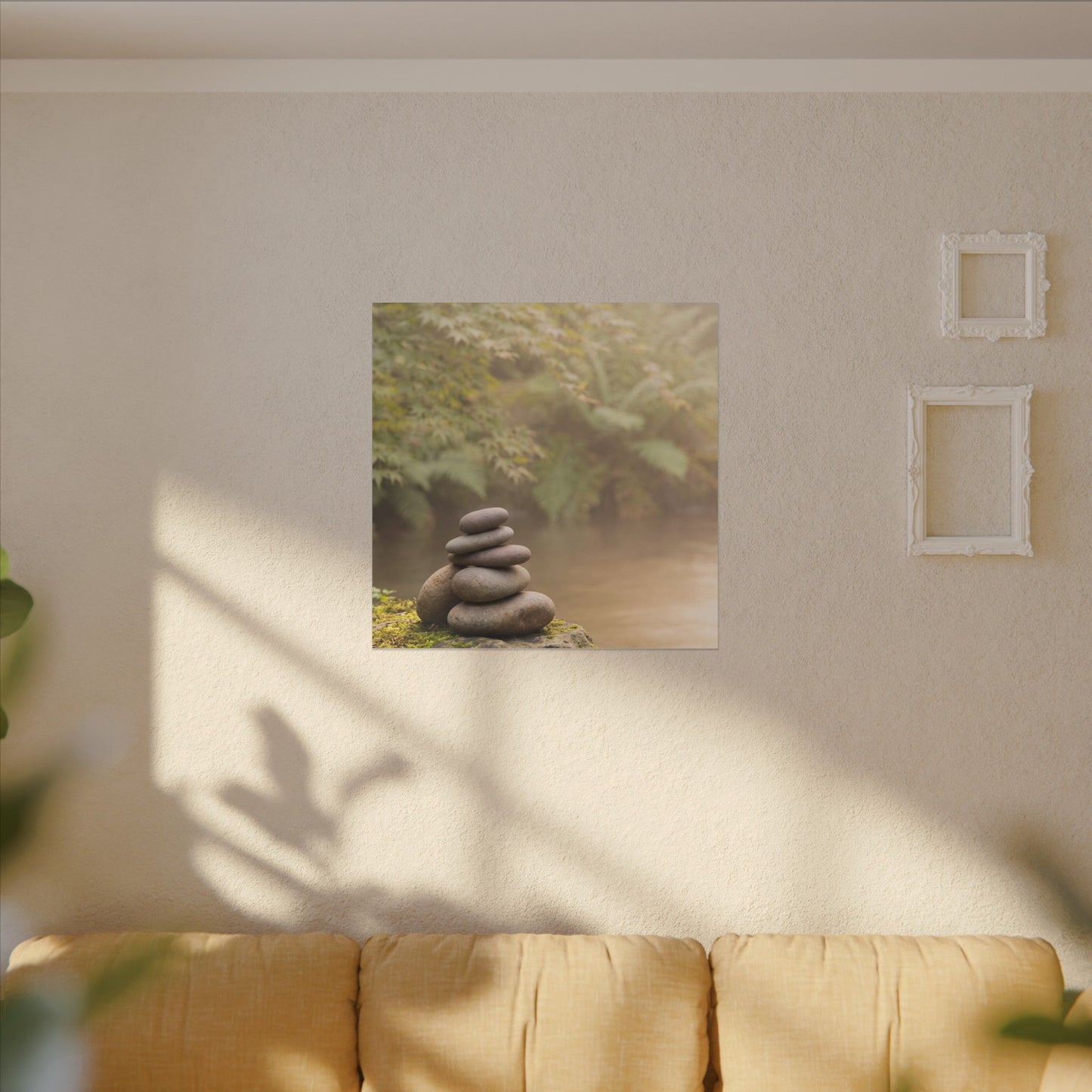 Cozy River Stones Canvas Art - Japanese Pattern Japandi