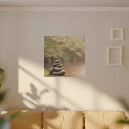 Cozy River Stones Canvas Art - Japanese Pattern Japandi