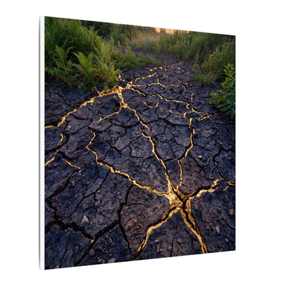 Cracked Earth Canvas Art | Summer Kintsugi Crackle Gold Art
