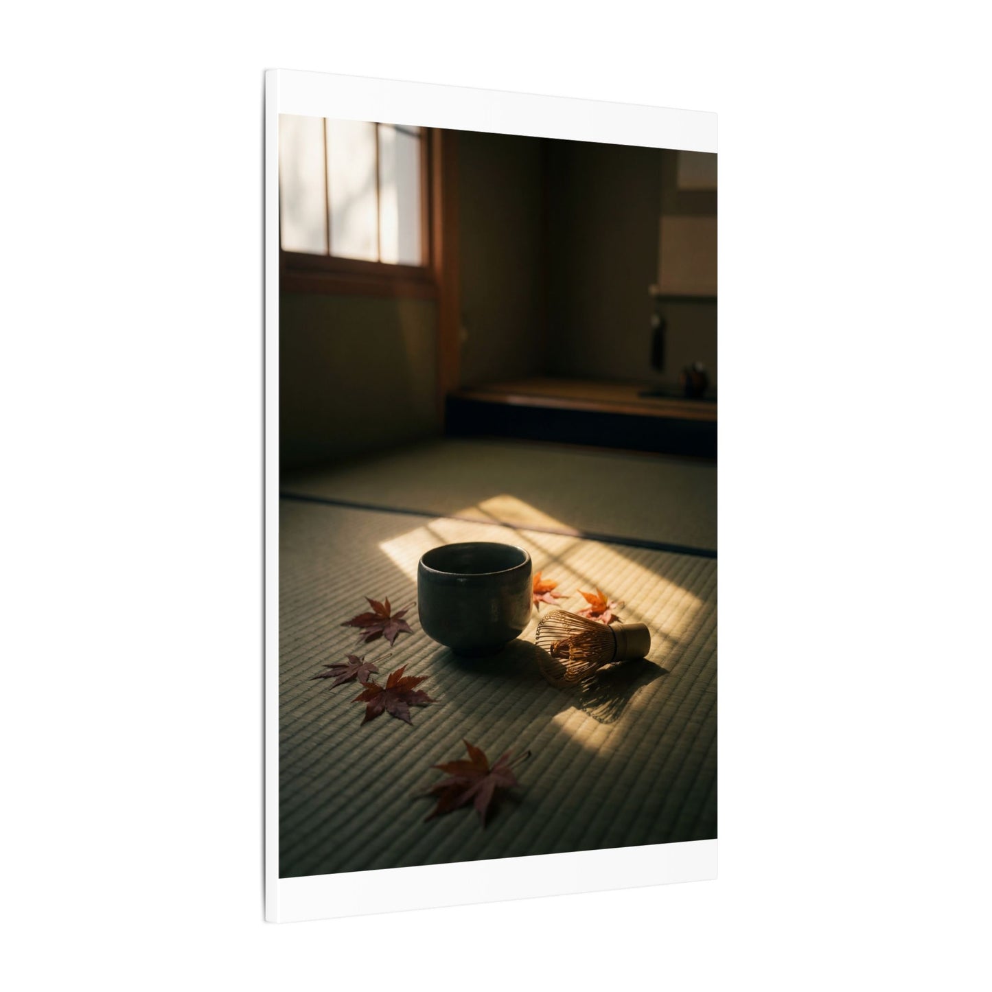 Dark Japandi Tea Ceremony in Golden Hour | Moody Minimal Canvas Art