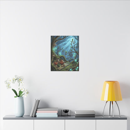 Spring Tea Ceremony Forest Whimsy Canvas Art | Cozy Decor